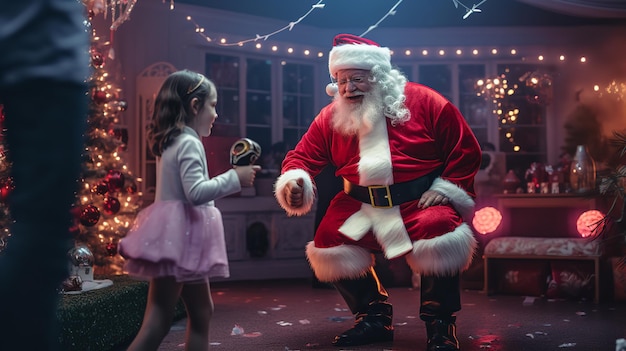 Babbo Natale con bambini all'aperto Ai generativa