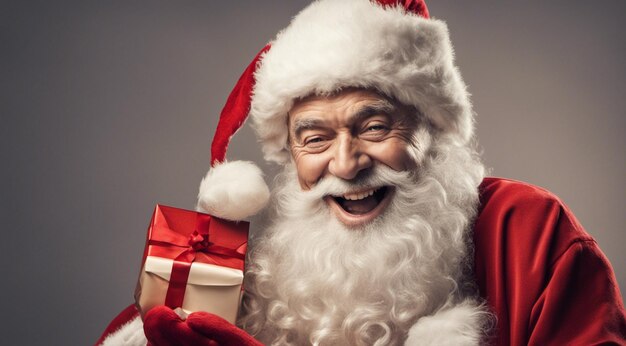 Babbo Natale con decorazioni natalizie Scena natalizia Il volto di Babbo Natale sullo sfondo natalizio