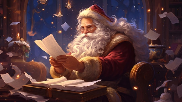 Babbo Natale con l'illustrazione delle lettere ai generativa