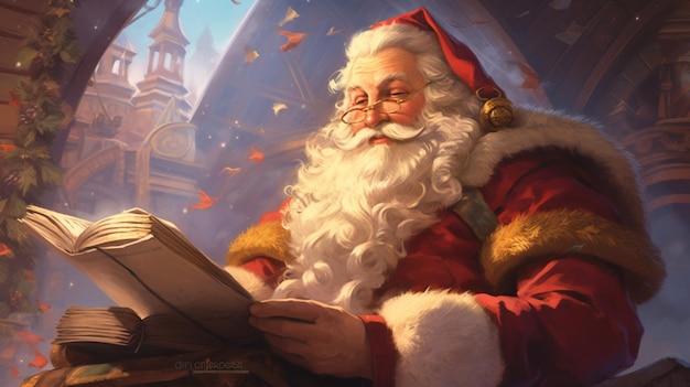 Babbo Natale con l'illustrazione delle lettere ai generativa