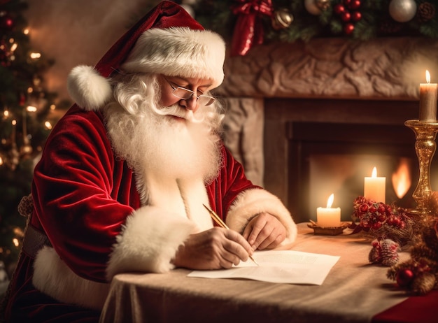 Babbo Natale con lettere Illustrazione AI GenerativexA