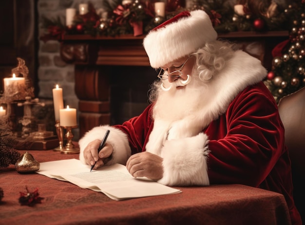 Babbo Natale con lettere Illustrazione AI GenerativexA