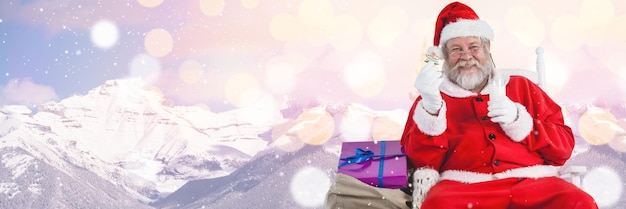 Babbo Natale con paesaggio invernale con doni