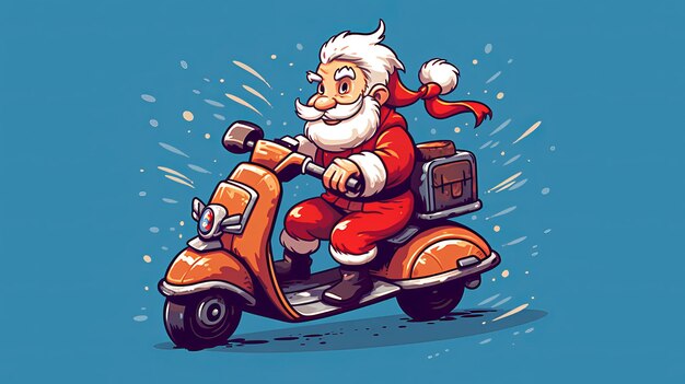 Babbo Natale con regali guida uno scooter IA generativa