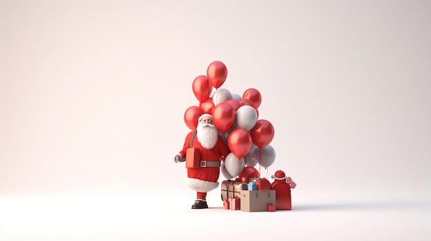 Babbo Natale con un'enorme borsa che consegna regali alla caduta della neve Buon Natale