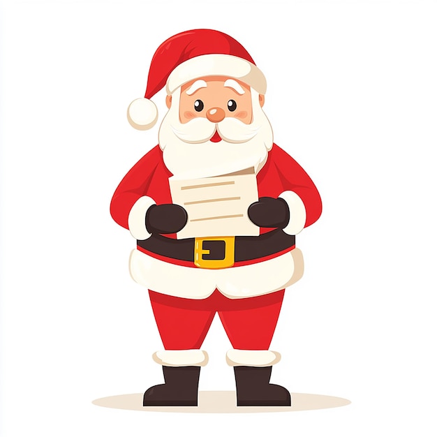 Babbo Natale con una lista dei desideri in Flat Design