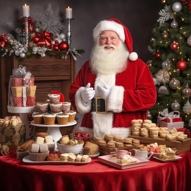 Babbo Natale e biscotti sul tavolo