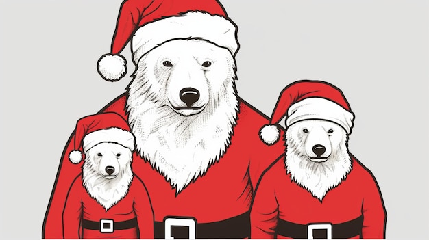 Babbo Natale e orso polare sullo sfondo grigio