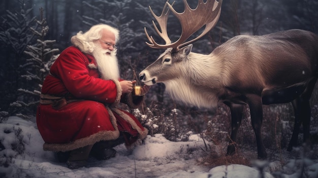 Babbo Natale e renne prima di Natale