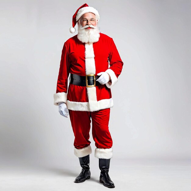 Babbo Natale in costume estivo su fondo bianco su tutto il corpo