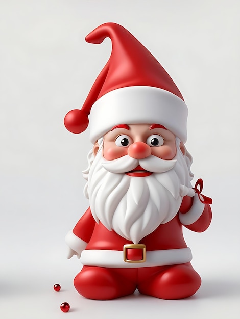 Babbo Natale in vernice rossa dal cappello su sfondo bianco