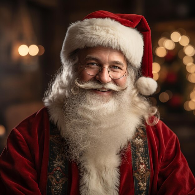 Babbo Natale indossa una túnica rossa e una barba bianca.