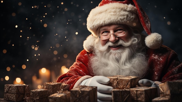 Babbo Natale nella stanza buia Natale interno concetto di nuovo anno generativo ai