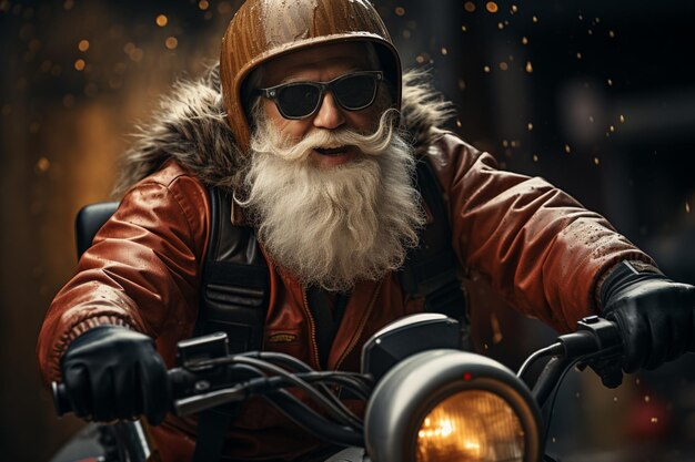 Babbo Natale pazzo e divertente sullo scooterconsegna di Natale 2024