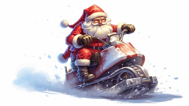 Babbo Natale sta guidando una motoslitta Generative ai