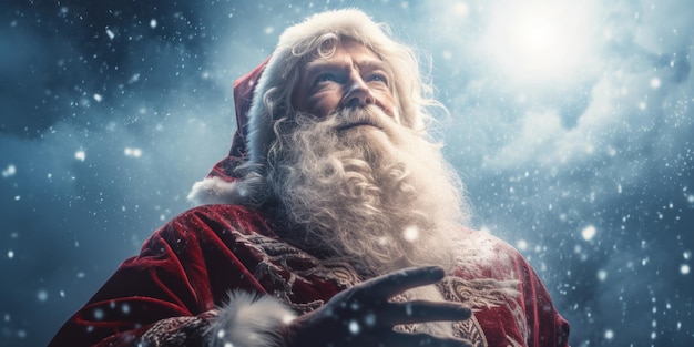 Babbo Natale su sfondo blu