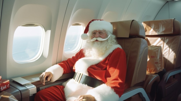 Babbo Natale vola in aereo Natale nell'aria