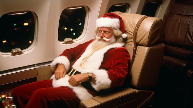 Babbo Natale vola in aereo Natale nell'aria