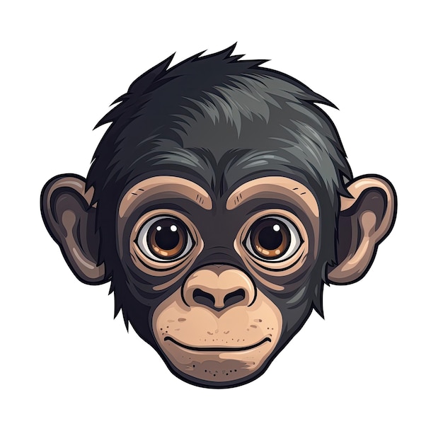 Baby Bonobo Face Sticker Su Sfondo Tansparent Isolato Png Logo Generative AI