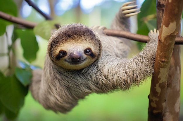 Baby bradipo sull'albero in Costa Rica IA generativa