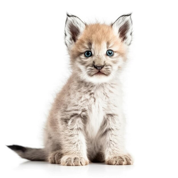 Baby Canada Lynx isolato su bianco IA generativa