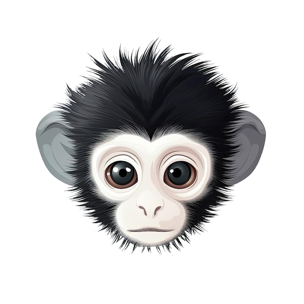 Baby Colobus faccia da scimmia adesivo su sfondo trasparente isolato Png Logo Generative AI
