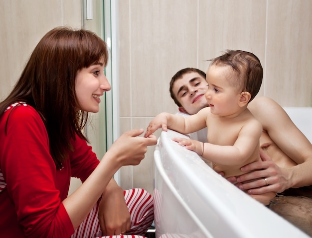 Baby in a bathroom