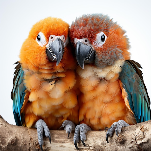 baby macaw e mamma macaw con ampio sfondo bianco