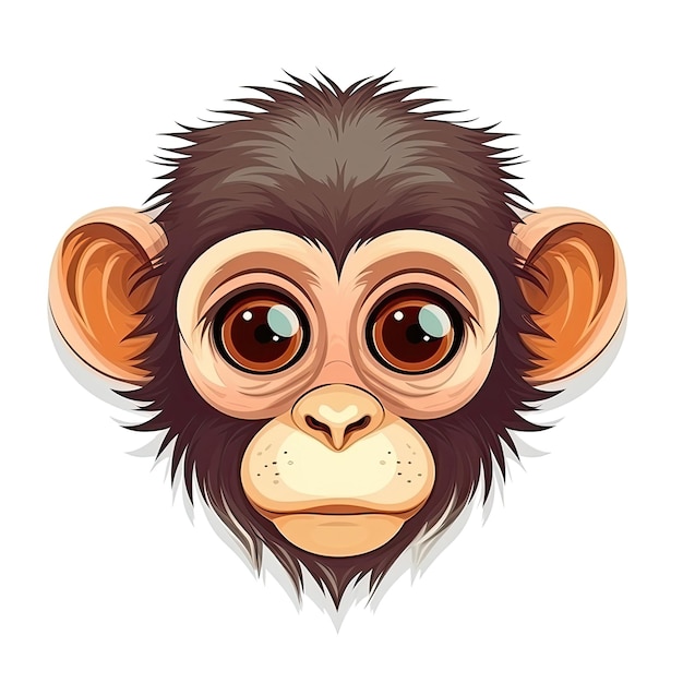 Baby Monkey Face adesivo su sfondo trasparente isolato Png Logo Generative AI