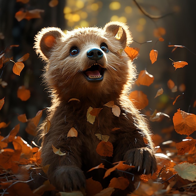 baby_of_bear_trying_to_catch_leaves