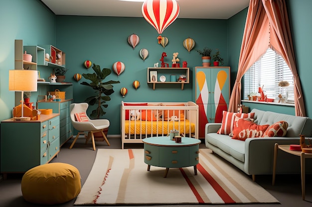 Baby Room Circus Colori gioiosi dettagli divertenti IA generativa