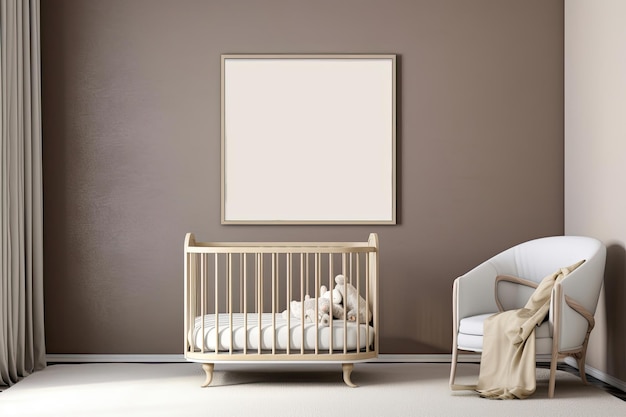 Baby room con cornice mock up AI generativa