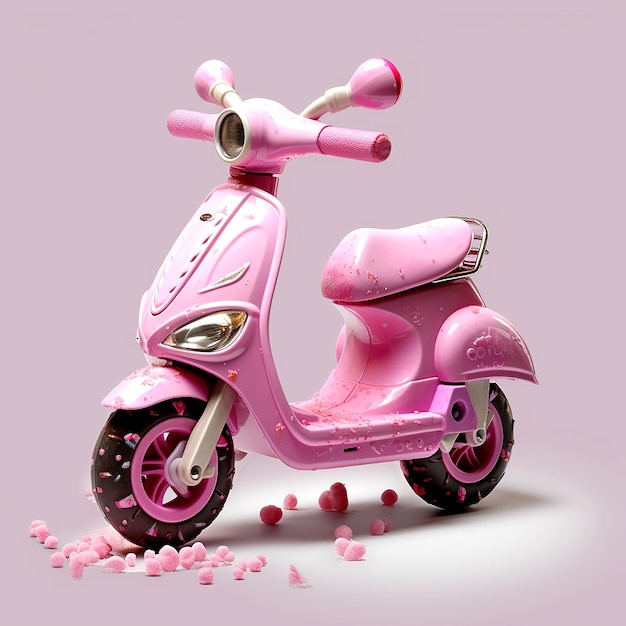 Baby Scooter Rosa Su Sfondo Rosa