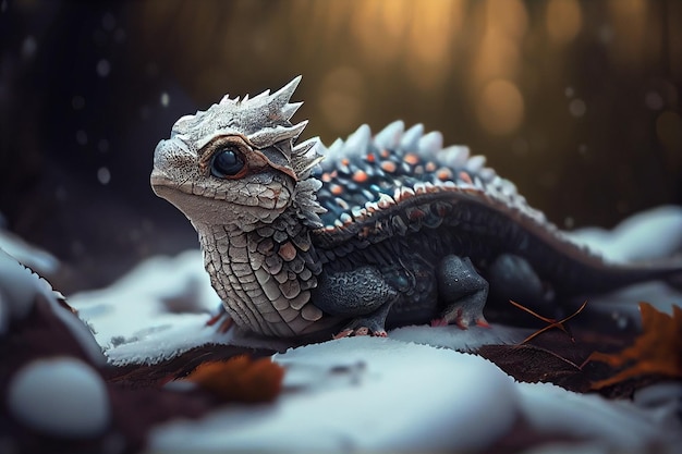 Baby Snow Dragongenerativo ai