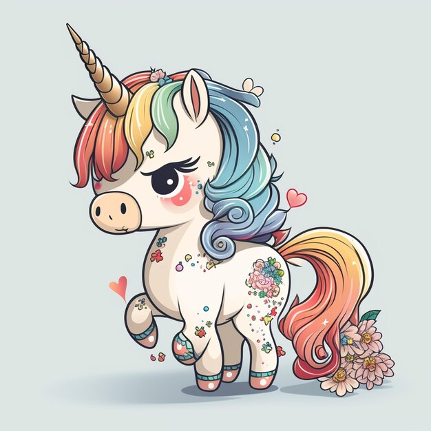 Baby Unicorn Cartoon Character Vector (Vettore di personaggi dei cartoni animati per bambini unicorni)