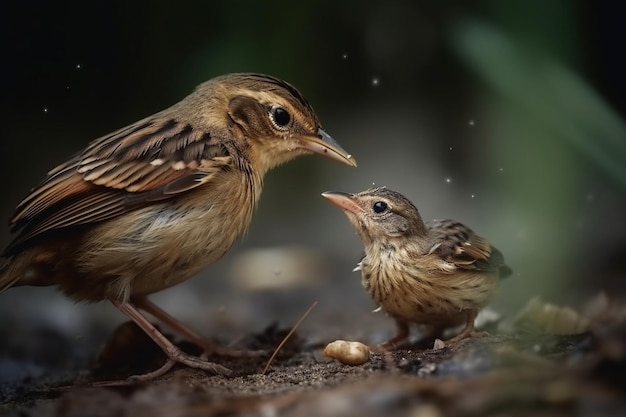 Baby Zitting Cisticola bird in attesa di cibo da sua madre