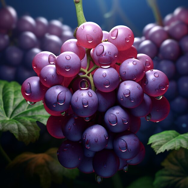 Bacca di uva isolata su uno sfondo sfocato