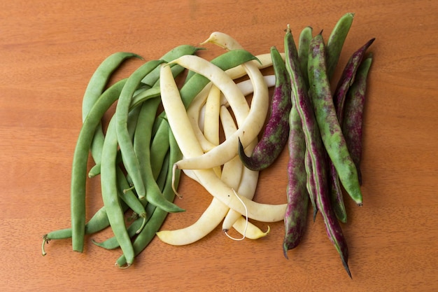 Baccelli di fagioli di diversi colori