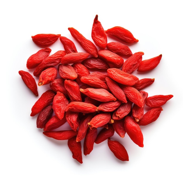 Bacche di Goji secche isolate su sfondo bianco IA generativa