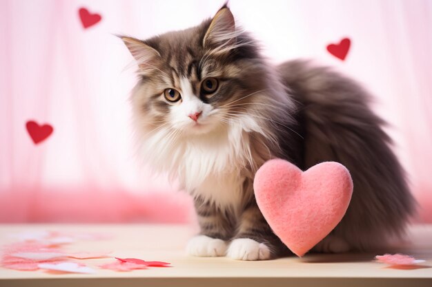 Baci con i baffi e abbracci di gattina Adorabile San Valentino