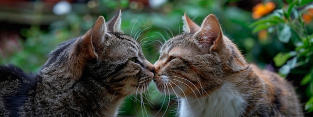 Baci di gatti nel giardino Focalizzazione selettiva