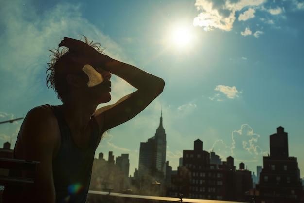 Baciato dal sole e sudato in città la lotta con le alte temperature durante un'ondata di calore estiva