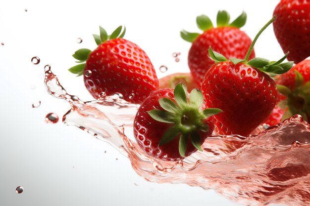 bacino bianco di fragole in levitazione