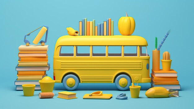 Back to school concept 3D render style AI generato