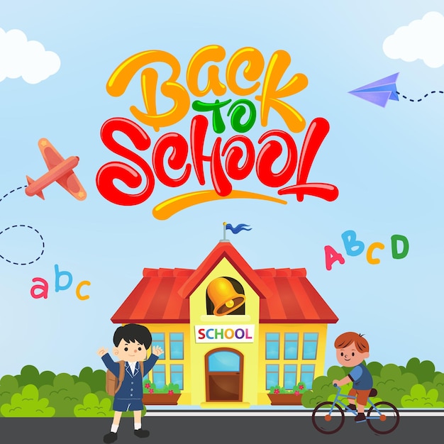 Back to school lettering on chalkboard with colorful pencils and books