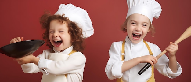 Backgroud felice del cappuccio del cuoco del cuoco unico del bambino con lo spazio della copia