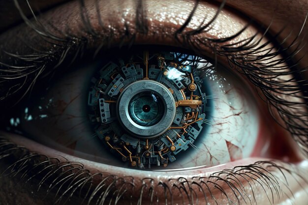 Background del concetto tecnologico del futuro del circuito oculare cibernetico Creato con AI generativa