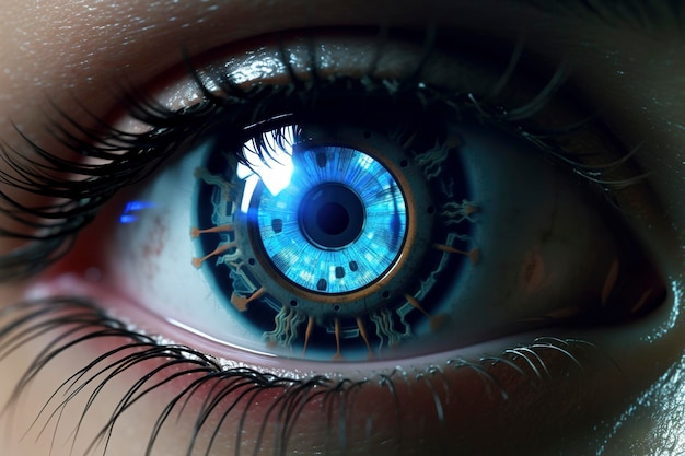 Background del concetto tecnologico del futuro del circuito oculare cibernetico Creato con AI generativa