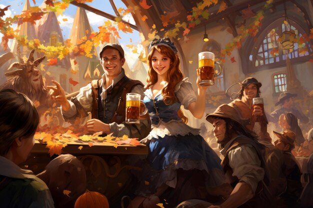 Background della festa dell'Oktoberfest Cibo da giardino Generate Ai