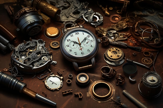 Background della riparazione di orologi Generative Ai